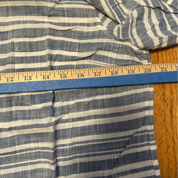 J Crew White & Blue Striped Long Sleeve Button Down Cotton Blouse ~Sz L ( j10) - Picture 9 of 12